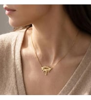 Kişiye Özel 925 Ayar Gümüş Tasarım Dudak (Lip) Kolye (Gold)
