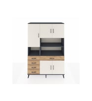 Hyperion Dolap 9 Raflı 5 Çekmeceli 5 Kapaklı 132x44x195 Antrasit-Aytaşı/Çam