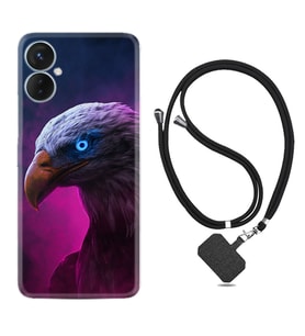Tecno Spark 9T Kılıf Silikon Boyun Askılı İpli Desenli Silikon Kartal 1622