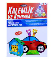 VIP KALİTE MAKET AHŞAP KALEMLİK AHŞAP KUMBARA SETİ 6 AKRİLİK BOYA SETİ AHŞAP ARABALI KALEMLİK