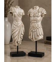 Antik Roma İmparatoru Augustus & Livia Drusilla Başsız Kaideli Heykel Seti