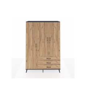 Hyperion Gardrop 6 Raflı 3 Çekmeceli Tek Askılı 132x44x195 Antrasit-Çam