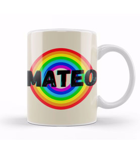 Mateo Name personalized Custom   vintage Retro Rainbow Style Design Gift Baby Gift For Him Kupa Bardak Porselen