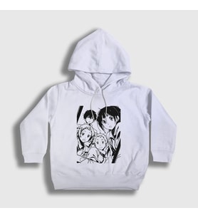 Presmono Unisex Çocuk Beyaz All Anime Hyouka Kapüşonlu Sweatshirt 306420tt