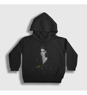 Presmono Unisex Çocuk Siyah Poster Dua Lipa Kapüşonlu Sweatshirt 325722tt