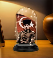 Kişiye Özel Işıklı Sekreter Tasarımlı Karikatür Biblo Fanus