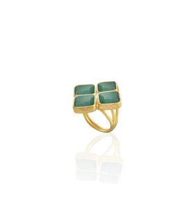 Kadir Jewellery 22 Ayar Altın Kaplama Kadın Zirkon Taşlı Yüzük (K.Yeşil)