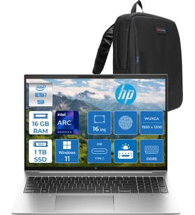 Hp Elitebook 860 G11 Wolfpro Intel ULTRA7-155H 16 GB Ddr5 1tb SSD 16'' Wuxga Windows 11 Pro Taşınabilir Bilgisayar 9970P1ETW02+ZETTAÇANTA