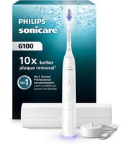 Sonicare 6100 Şarjlı Diş Fırçası, 21 Gün Şarj, 10 kat plak temizliği, Işıklı basınç sensörü, Ektra nazik, 6 mod, Seyahat Kabı, Beyaz, HX7400/06