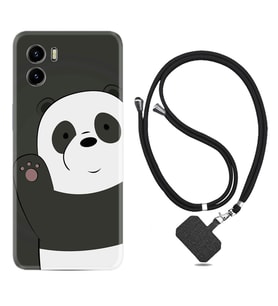 Vivo Y15S Y32 Y33S Y51 Y53S Kılıf Boyun Askılı Silikon Hello Panda 1709