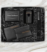 Kişiye Özel Kapaklı USB Şarjlı Elektronik Çakmak  & Kişiye Özel Cüzdan & Kartvizitlik & Metal Tabaka & Tesbih Hediye Seti