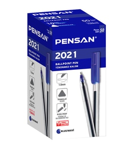 Pensan Tükenmez Kalem (50 Lİ ) Üçgen Gövdeli Şeffaf Mavi 2021