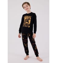 Rolypoly Erkek Çocuk Dinazorlu Uzun Kol Süprem Pijama Takım Siyah