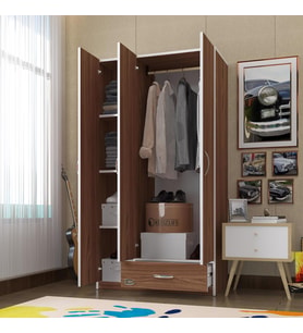 Kenzlife gardırop 3 kapılı 1 çekmeceli hanımeli 180*120*52 cvz XLARGE kapaklı gardolap dolap