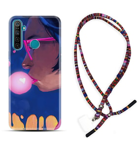 Realme 5i 5 Pro 6i 7 Pro 8 Kılıf Boyun Asklı Rasta Silikon Sakız ve Kız 1767