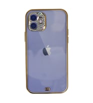 Apple İphone 12 Kılıf Liva Taşlı Silikon - Mor