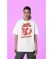 Black Sabbath Heaven And Hell Müzik Grubu Baskılı Unisex Tişört, Oversize Rock Metal Tişört