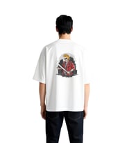 Erkek Oversize Punk Rock İskelet Grafik Baskılı Kısa Kollu Tişört Spike Saç Beysbol Sopası Günlük