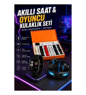 7 Kordonlu Akıllı Saat ve K55 TWS Oyuncu Kulaklığı ANC Bluetooth Sesli Görüşme Seti