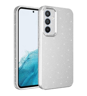 Samsung Galaxy A34 Kılıf Kamera Korumalı Simli Lüks Işıltılı Silikon (Gri)