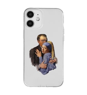 Iphone 12 Uyumlu Van Gogh & İnci Küpeli Kız Tasarımlı Şeffaf Telefon Kılıfı