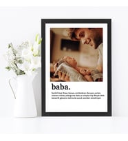 KİŞİYE ÖZEL TASARIM HEDİYE  BABA  SİYAH  SÖZLÜK  ANLAMI FOTOĞRAF ÇERÇEVESİ  21X30