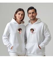 Sevgililer Günü Özel Kombin, 2 Ürün Kapüşonlu Hoodie Sweatshirt (Beyaz)