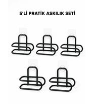 Siyah Metal WC Kağıtlık Yapışkanlı Tuvalet Kağıdı Rulo Tutucu 5 Adet Avantajlı Set