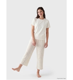 LCW DREAM Ekru Desenli Kadın Kapri Pijama Altı