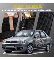 Fiat Albea Siyah Renk Tay Tüyü Cepli & Terletmez Sırtlı Oto Koltuk Minder Seti - Koltuk Koruma Kılıfı (ÖN & ARKA TAM SET)