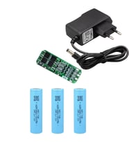 3 Adet Aspilsan Li-ion Pil, 3S 20A BMS. ve 12 Volt 1 Amper Adaptör
