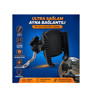 Universal Ayna Bağlantılı Titreşim Modüllü Telefon Tutucu Siyah 5-7inç