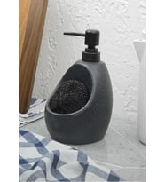 Taş Desenli Sıvı Sabunluk - Sünger Hazneli Mutfak Sabunluğu - 700 ML -  Çizgi De (Siyah)
