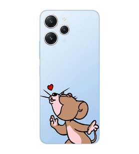 Xiaomi REDMI 12 Uyumlu Tom ve Jerry Öpücük Desenli Şeffaf Telefon Kılıfı