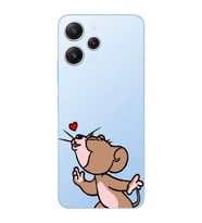 Xiaomi REDMI 12 Uyumlu Tom ve Jerry Öpücük Desenli Şeffaf Telefon Kılıfı