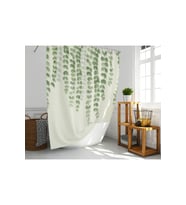 Banyo Duş Perdesi Sarmaşık Desen Yeşil Dijital Baskılı Banyo Perdesi, Tek Kanat C Halka-180x200 cm