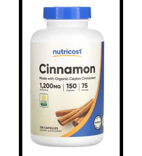 Nutricost Organic Cinnamon (Ceylon Cinnamon) 1,200mg Serving, 150 Capsul.Tr Tek Yetkili SATICISI OZELSPORCUGIDALARI'DIR (Renksiz)