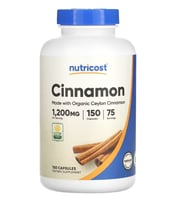 Nutricost Organic Cinnamon (Ceylon Cinnamon) 1,200mg Serving, 150 Capsul.
