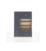 Arges Gardrop 9 Raflı 5 Çekmeceli 3 Kapaklı 132x30x195 Çam-Antrasit