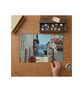 Bodrum Evleri Manzara Tasarımı 240 parça Ahşap Puzzle Ahşap Kutuda MP06375