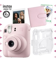 Instax mini 12 Pembe Fotoğraf Makinesi-10'lu Film-Kare Albüm ve Şeffaf Kılıf Seti