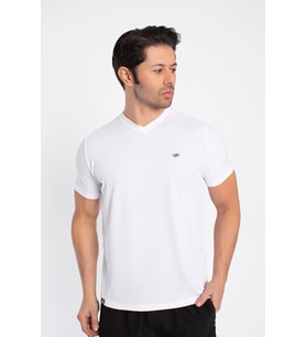 CROZWİSE 7136-08 Penye Kare Petekli V Yaka Erkek Spor T-shirt