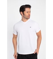CROZWİSE 7136-08 Penye Kare Petekli V Yaka Erkek Spor T-shirt