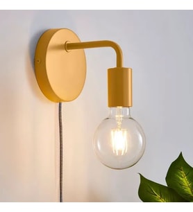 Rsylight Retro Metal Sarı Rustik Kabllolu Anahtarlı Dekoratif Duvar Aplik