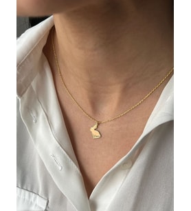 Kişiye Özel Sevimli Tavşan Kolye 925K Gümüş (Gold)