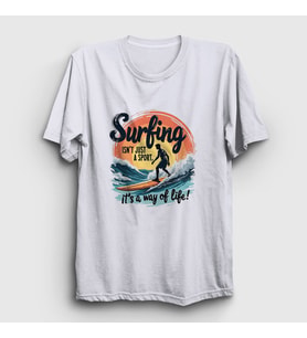 Presmono Unisex Beyaz The Way Of Life Sörf Surf Surfing T-Shirt 514520tt