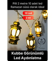 #Aydınlatma Kubbe Temalı Şık Dekoratif Led Lamba Süsleme Pilli 2 Metre 10 Kandil Motifli Manevi
