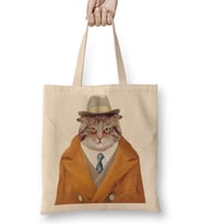 Şişman Süslü Cats Kedi Bez Çanta Uzun Saplı