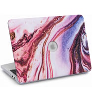 MacBook Air Kılıf 13.6 İnç M4 M3 M2 Uyumlu Mermer Desenli İnce Sert Kapak Premium Swirl Lazer Baskı İnce Hafif Koruma Darbe Önleyici Üst Alt Hardcase ve USB-C Adaptör Hediyeli Karışık