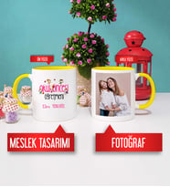 Okul Öncesi Öğretmeni Kupa Bardak Sarı Fotoğraflı